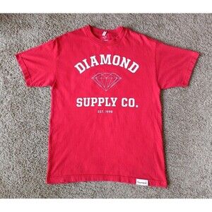 Diamond Supply Co T-Shirt Men's Medium Graphic Print Red Short Sleeve